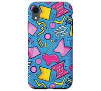 Azul Retro 80s 90s Forma Kawaii Patrón Gráfico Carcasa para iPhone XR