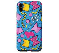 Azul Retro 80s 90s Forma Kawaii Patrón Gráfico Carcasa para iPhone XS MAX