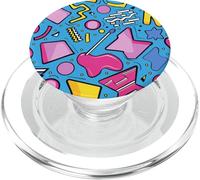 Azul Retro 80s 90s Forma Kawaii Patrón Gráfico PopSockets PopGrip para MagSafe