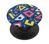 Azul Retro 80s 90s Fun Form Line Pattern PopSockets PopGrip Adhesivo