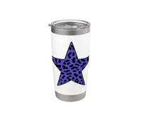 Azul Rockabilly Punk Rock n Roll Leopardo Patrón Guepardo Vaso térmico de acero inoxidable de doble pared