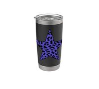 Azul Rockabilly Punk Rock n Roll Leopardo Patrón Guepardo Vaso térmico de acero inoxidable de doble pared