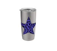 Azul Rockabilly Punk Rock n Roll Leopardo Patrón Guepardo Vaso térmico de acero inoxidable de doble pared