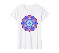 Azul Rojo Amarillo Llama Metatron Cubo Mandala Formas Mania Camiseta gráfica económica, Mujer, Blanco, XL