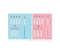 (azul rosa 16 cabezas) Cepillo de dientes eléctrico ultrasónico Cepillo de dientes eléctrico recargable