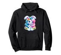 Azul Rosa Conejito Pascua Lindo Estilo 80s 90s Pastel Vibes Sudadera con Capucha