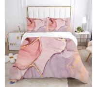 Azul Rosa Morado Mármol Juego de Funda de edredón Adultos Mujer Ropa de Cama Acuarela Mármol Líquido Dorado Patrón Diseño Funda nórdica Súper Suave Cómodo (Estilo 2, 200x220 cm - Cama 135 cm)