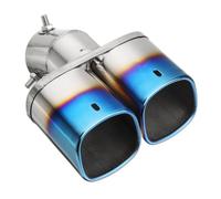 (Azul) Salida doble cuadrada universal, silenciador azul semiparrilla, tubo de escape al final de la punta de