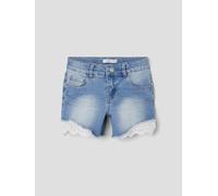 Name IT Pantalones Vaqueros Cortos para niñas. Medio De Mezclilla Azul 140