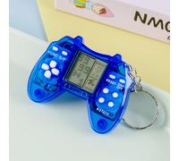 (Azul transparente) Tetris Blast Block Mini Gamepad Juguete Retro Llavero Electrónico Adornos Colgantes