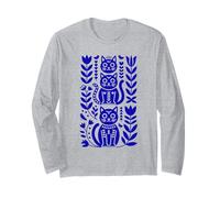 Azul Ultramarino Arte Popular Gatos Escandinavo Boho Manga Larga