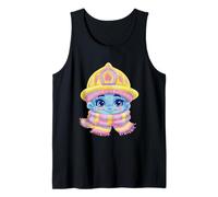 Azul Winter Character Fantasy Retrato Gráfico Casco Amarillo Camiseta sin Mangas