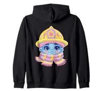 Azul Winter Character Fantasy Retrato Gráfico Casco Amarillo Sudadera con Capucha