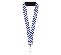 Azul y blanco Bandera a cuadros Damas PLAID Lanyard