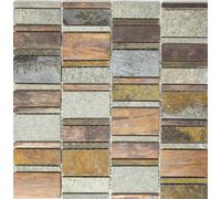 Azulejo De Mosaico Cobre Gris Óxido Piedra Pared WB47-575 | 1 Hoja De Mosaico