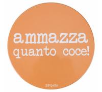 Azulejo Decorativo Redondo VdE Home Tivoli 1996 Ø 20 cm de cerámica, Fondo de Corcho, Color Naranja, Letras Blancas S.P.Q.eRe