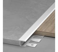 Azulejo flexible de aluminio para escalera, 90 cm, perfil de 3 piezas, fácil de instalar, protección óptima para escaleras, plata, 10,5 mm de altura