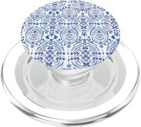 Azulejo Mediterráneo Azul Patrón Sin Costuras Acuarela PopSockets PopGrip para MagSafe