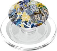 Azulejo Mediterráneo Y Limón Azul Amarillo Mar Italiano Verano PopSockets PopGrip para MagSafe