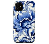 Azulejo Portugués Azulejo Azul Patrón Floral Diseño Carcasa para iPhone 11