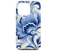 Azulejo Portugués Azulejo Azul Patrón Floral Diseño Carcasa para iPhone 13 Pro