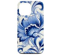Azulejo Portugués Azulejo Azul Patrón Floral Diseño Carcasa para iPhone 13 Pro Max