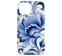 Azulejo Portugués Azulejo Azul Patrón Floral Diseño Carcasa para iPhone 14
