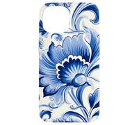 Azulejo Portugués Azulejo Azul Patrón Floral Diseño Carcasa para iPhone 15