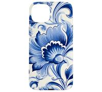 Azulejo Portugués Azulejo Azul Patrón Floral Diseño Carcasa para iPhone 15 Plus