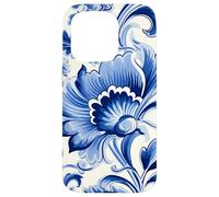 Azulejo Portugués Azulejo Azul Patrón Floral Diseño Carcasa para iPhone 15 Pro