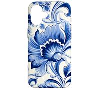 Azulejo Portugués Azulejo Azul Patrón Floral Diseño Carcasa para iPhone 16