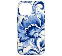Azulejo Portugués Azulejo Azul Patrón Floral Diseño Carcasa para iPhone 16 Pro Max
