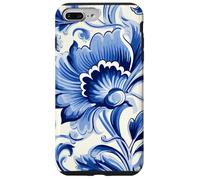 Azulejo Portugués Azulejo Azul Patrón Floral Diseño Carcasa para iPhone 7 Plus/8 Plus