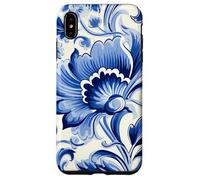 Azulejo Portugués Azulejo Azul Patrón Floral Diseño Carcasa para iPhone XS Max