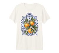 Azulejo Portugués Naranjas Lisboa Mediterráneo Costa Camiseta Premium