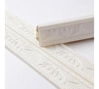 Azulejos 3D impermeables DIY Trim Sticker para decoración del hogar Material de espuma XPE suave (blanco roto)