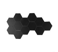 Azulejos acrílicos hexagonales para pared, juego de 12 piezas, 10 x 8,7 cm, plateado/dorado/azul/rojo/negro, para decoración de dormitorio, sala de estar y baño (negro)
