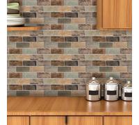 Azulejos Adhesivos 12X24CM Marrón Vinilos Cocina Azulejos Vinilos Para Baños Losetas Vinilo para Paredes Suelo Vinilo Autoadhesivo para Cocina