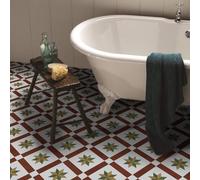 Azulejos Adhesivos 20x20cm Estrella Roja Vinilos Cocina Azulejos Vinilos Para Baños Losetas Vinilo para Paredes Suelo Vinilo Autoadhesivo para Cocina(12PCS)