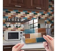 Azulejos Adhesivos 30X30 Multicolor Vinilos Cocina Azulejos Vinilos Para Baños Losetas Vinilo para Paredes Suelo Vinilo Autoadhesivo para Cocina(10p)