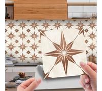 Azulejos Adhesivos Baño 30 Pzs Baldosas Adhesivas Pared Estrella Ladrillo Negro Cenefa Adhesiva Cocina, Adecuadas para Baño, Pegatinas Para Azulejos de Escalera (Flor marrón 10cm)