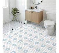 Azulejos Adhesivos Baño Hexágono Blanco Azul Claro Vinilo Pared Cocina Pelar Y Pegar Impermeable para Muebles Chimenea Gabinete Baldosas Adhesivas Pared Decorativos