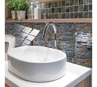 Azulejos Adhesivos Cocina 10x20 cm Ladrillo Azul Gris Vinilos Baño Azulejos Impermeable Azulejos Adhesivos Baño Vinilo Pared Decoración de Muebles Azulejos Adhesivos (24 Piezas)