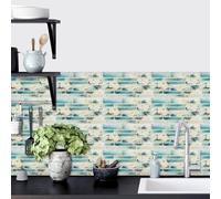 Azulejos Adhesivos Cocina 12x24 cm Flor Elegante Beige Vinilo Cocina Impermeables PVC Protector Salpicaduras Revestimiento Pared Baño Decoración de Muebles Baldosas Adhesivas 10 Piezas