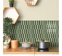 Azulejos Adhesivos Cocina 17x23 cm Ladrillo Verde Oscuro Vinilo Cocina Impermeables PVC Protector Salpicaduras Revestimiento Pared Baño Decoración de Muebles Baldosas Adhesivas 5 Piezas