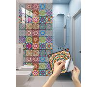Azulejos Adhesivos Cocina 30X30 Mandala Púrpura Vinilos para la Cocina Azulejos Adhesivos Azulejos Baño 3D Losetas Vinilo para Paredes,Pegatina de Pvc para Decorar Azulejos Muebles（16 piezas）