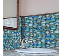 Azulejos Adhesivos Cocina Agua Verde Azul Vinilo Cocina Pvc Azulejos Adhesivos Baño Impermeable Baldosas Adhesivas Pared Duradero Revestimiento Pared Baño Vinilo Adhesivo 12x24.6cm/48 Pcs