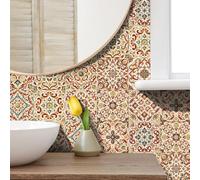 Azulejos Adhesivos Cocina Azul Pavo Rojo Vinilo Cocina Azulejos Adhesivos Baño Pvc Revestimiento pared Baño Baldosas Adhesivas Pared Impermeable Peel and Stick Wall Tiles 20x20cm/48 Pcs