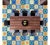 Azulejos Adhesivos Cocina Azul Verde Amarillo Baldosas Adhesivas Pared Pvc Vinilo Adhesivo Cocina Vinilos Baño Azulejos Impermeable Vinilo Adhesivo pared Baño Losetas Vinilicas 15x15cm/10 Piezas