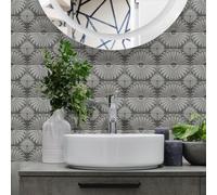 Azulejos Adhesivos Cocina Flor Gris Oscuro Azulejos Adhesivos Baño Impermeables Baldosas Adhesivas Pared para Gabinete Muebles Decoración Vinilo Adhesivo Pared Cocina 30x30 cm /10 Piezas